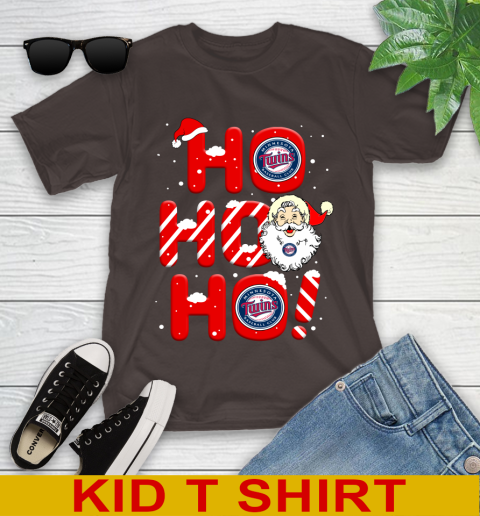 Minnesota Twins MLB Baseball Ho Ho Ho Santa Claus Merry Christmas Shirt Youth T-Shirt 6