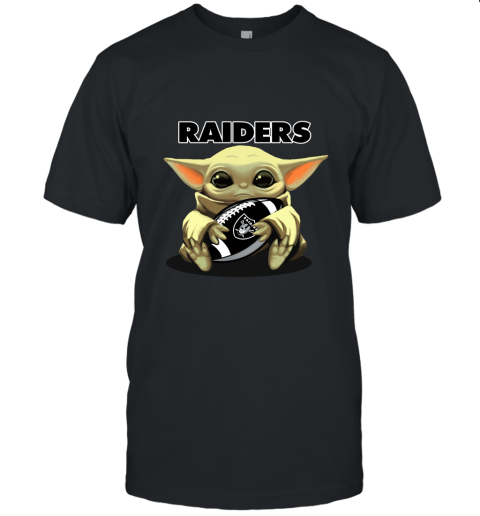 Baby Yoda Loves The Oakland Raiders Star Wars NFL Unisex Jersey Tee