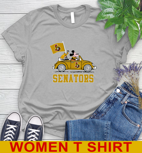 NHL Hockey Ottawa Senators Pluto Mickey Driving Disney Shirt Women's T-Shirt 5