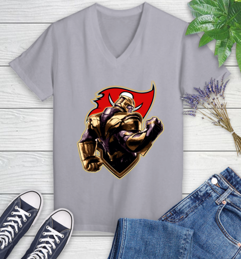 NFL Thanos Avengers Endgame Football Sports Tampa Bay Buccaneers Women's V-Neck T-Shirt 4