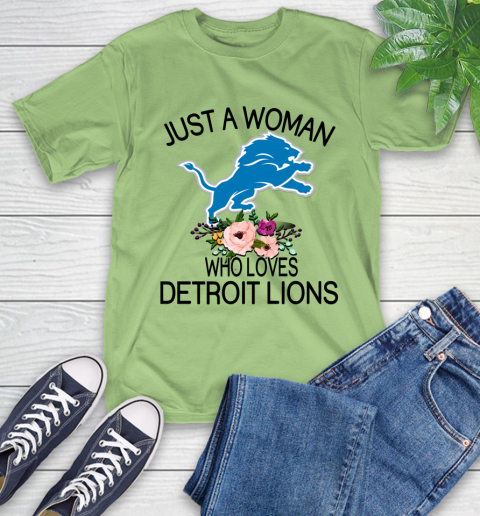 NFL Just A Woman Who Loves Detroit Lions Football Sports T-Shirt 9