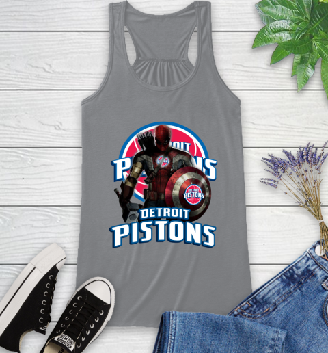 Detroit Pistons NBA Basketball Captain America Thor Spider Man Hawkeye Avengers Racerback Tank 5