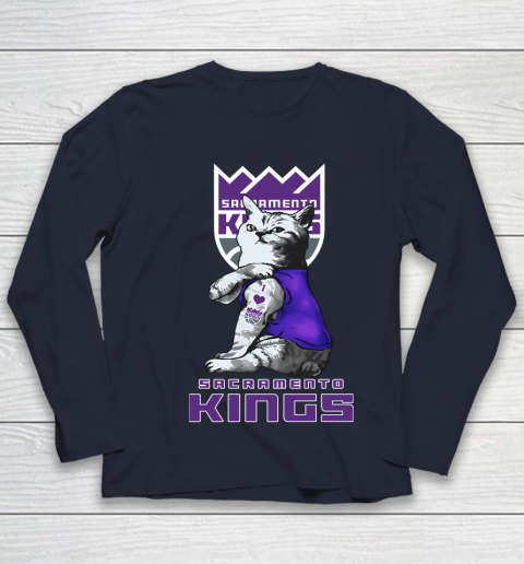 NBA Basketball My Cat Loves Sacramento Kings Youth Long Sleeve 2