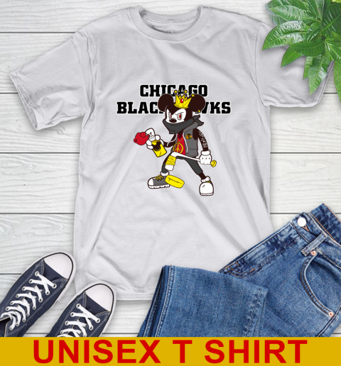 Chicago Blackhawks NHL Hockey Mickey Peace Sign Sports T-Shirt 12