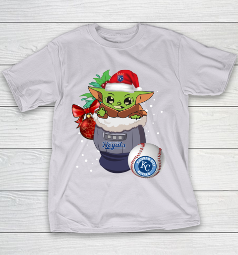 Kansas City Royals Christmas Baby Yoda Star Wars Funny Happy MLB Youth T-Shirt 5