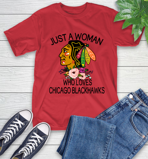 NHL Just A Woman Who Loves Chicago Blackhawks Hockey Sports T-Shirt 10