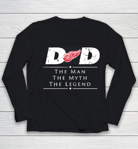 Detroit Red Wings NHL Ice Hockey Dad The Man The Myth The Legend Youth Long Sleeve
