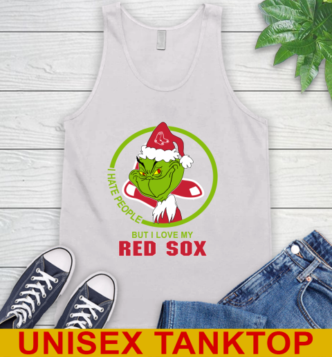 Boston Red Sox MLB Christmas Grinch I Hate People But I Love My Favorite Baseball Team Tank Top