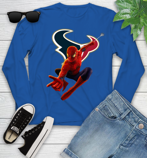 NFL Spider Man Avengers Endgame Football Houston Texans Youth Long Sleeve 10 NFL Spider Man Avengers Endgame Football Houston Texans Youth Long Sleeve - Image 10