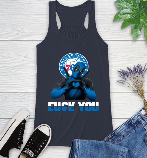 NBA Philadelphia 76ers Deadpool Love You Fuck You Basketball Sports Racerback Tank 10