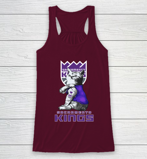 NBA Basketball My Cat Loves Sacramento Kings Racerback Tank 2
