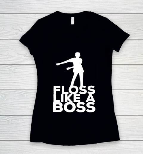 Fortnite Tshirt Floss Like A Boss Dance Women's V-Neck T-Shirt