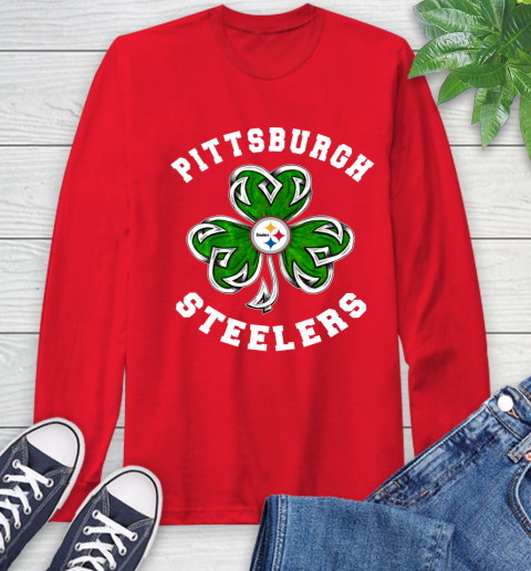 NFL Pittsburgh Steelers Three Leaf Clover St Patrick's Day Football Sports Long Sleeve T-Shirt 11
