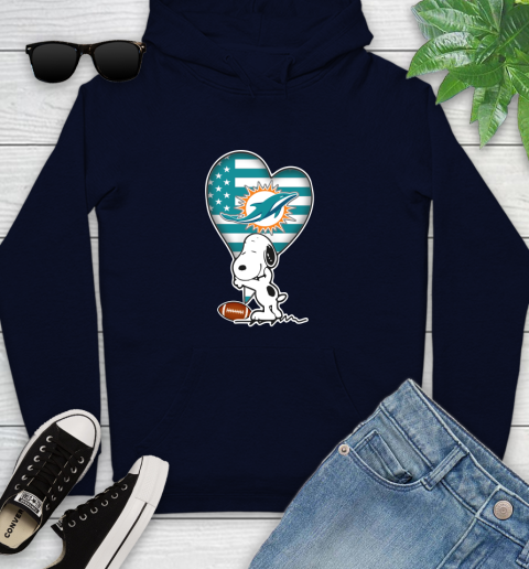 Miami Dolphins NFL Football The Peanuts Movie Adorable Snoopy Youth Hoodie 4