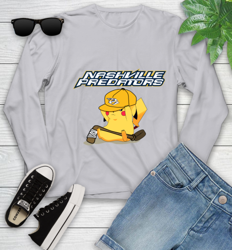 NHL Pikachu Hockey Sports Nashville Predators Youth Long Sleeve 5