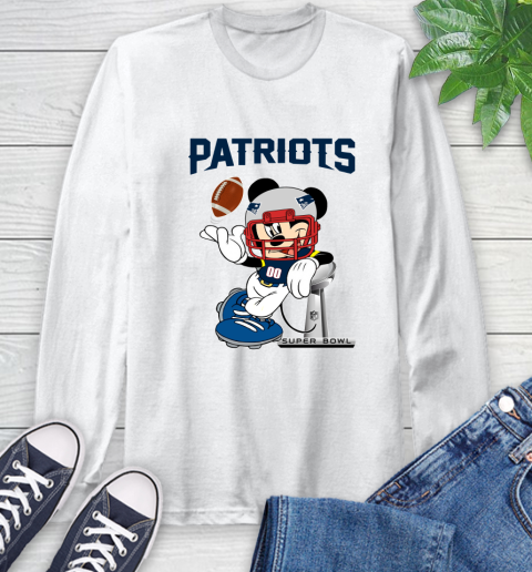 NFL New England Patriots Mickey Mouse Disney Super Bowl Football T Shirt Long Sleeve T-Shirt