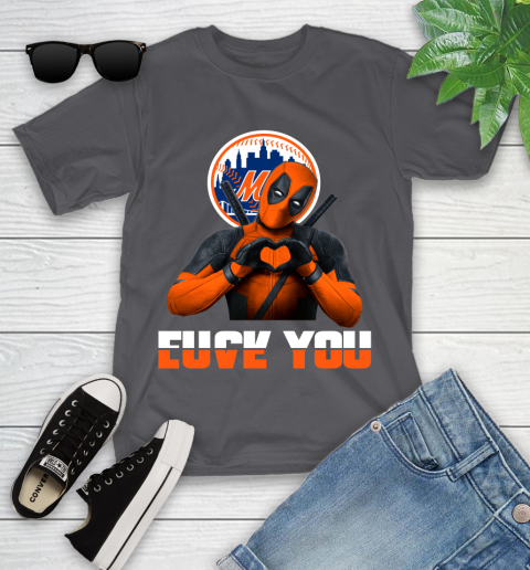 MLB New York Mets Deadpool Love You Fuck You Baseball Sports Youth T-Shirt 6