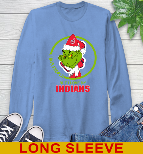 Cleveland Indians MLB Christmas Grinch I Hate People But I Love My Favorite Baseball Team Long Sleeve T-Shirt 11