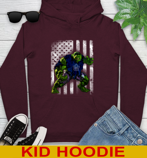 Toronto Maple Leafs Hulk Marvel Avengers NHL Hockey American Flag Youth Hoodie 7
