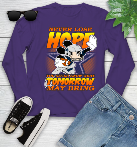 Dallas Cowboys NFL Football Mickey Disney Never Lose Hope Youth Long Sleeve 4