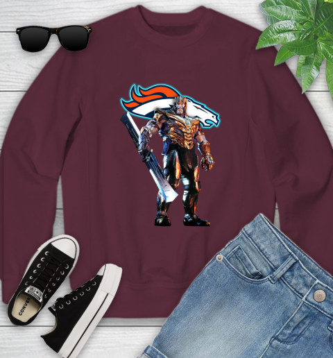 NFL Thanos Gauntlet Avengers Endgame Football Denver Broncos Youth Sweatshirt 5