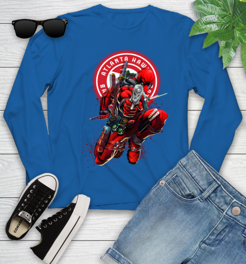 NBA Deadpool Marvel Comics Sports Basketball Atlanta Hawks Youth Long Sleeve 9
