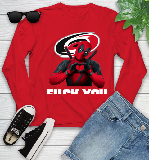 NHL Carolina Hurricanes Deadpool Love You Fuck You Hockey Sports Youth Long Sleeve 11