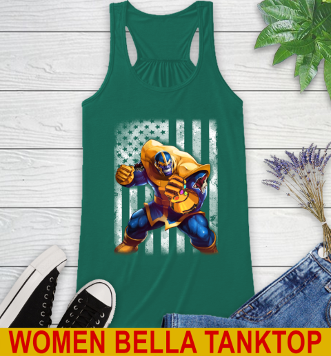 NHL Hockey Arizona Coyotes Thanos Marvel American Flag Shirt Racerback Tank - Image 6