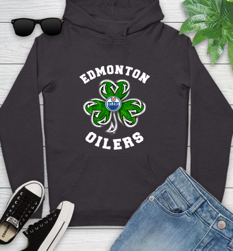 NHL Edmonton Oilers Three Leaf Clover St Patrick's Day Hockey Sports Youth Hoodie 8