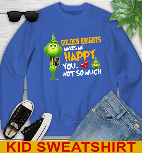 NHL Vegas Golden Knights Makes Me Happy You Not So Much Grinch Hockey Sports Youth Sweatshirt 6