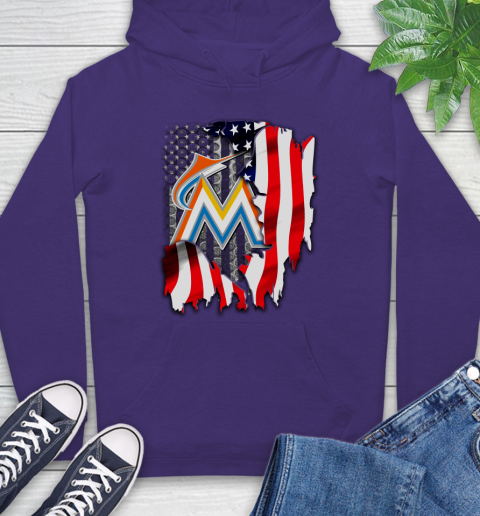 Miami Marlins MLB Baseball American Flag Hoodie 5