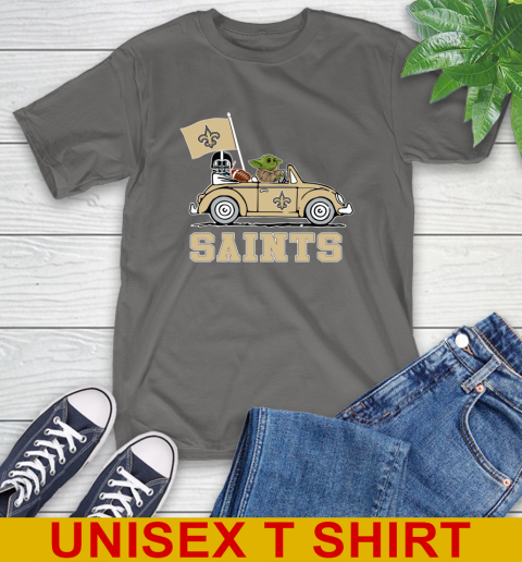 NFL Football New Orleans Saints Darth Vader Baby Yoda Driving Star Wars Shirt T-Shirt 8