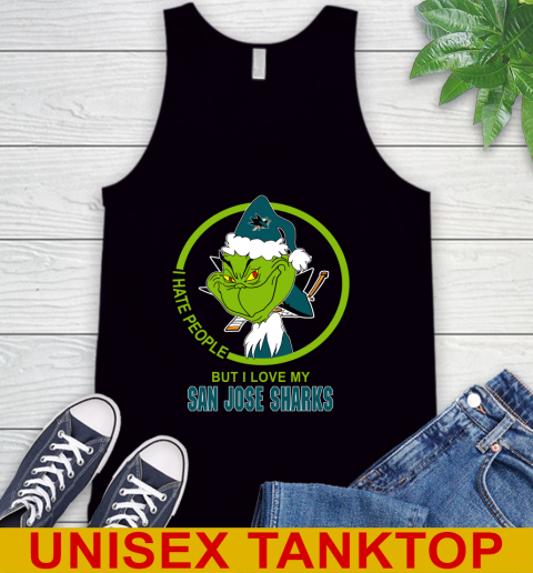 San Jose Sharks NHL Christmas Grinch I Hate People But I Love My Favorite Hockey Team Tank Top 2