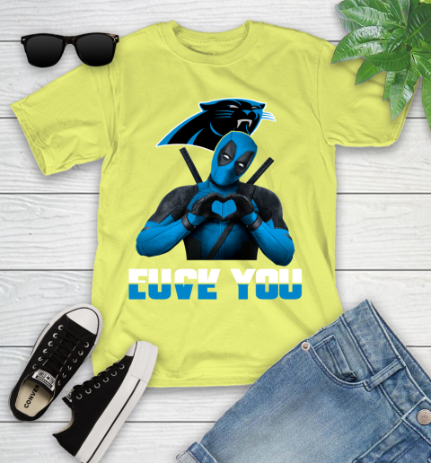 NHL Carolina Panthers Deadpool Love You Fuck You Football Sports Youth T-Shirt 10