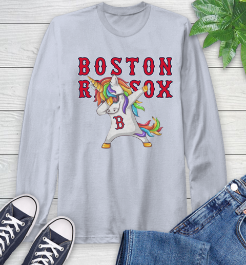 Boston Red Sox MLB Baseball Funny Unicorn Dabbing Sports Long Sleeve T-Shirt 6