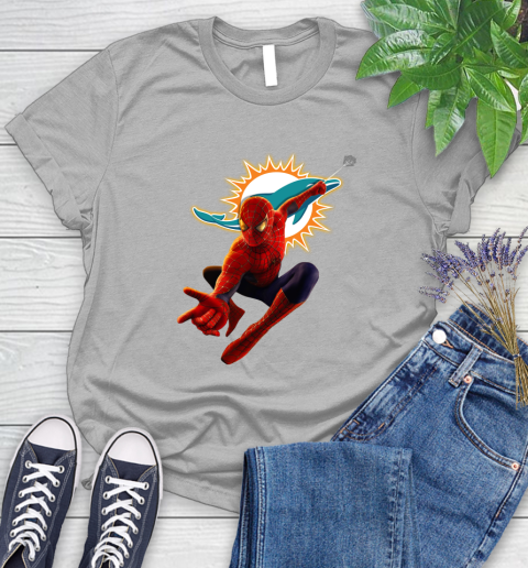 NFL Spider Man Avengers Endgame Football Miami Dolphins Women's T-Shirt 5