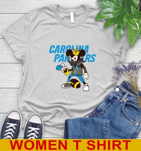 Carolina Panthers NFL Football Mickey Peace Sign Sports Women's T-Shirt