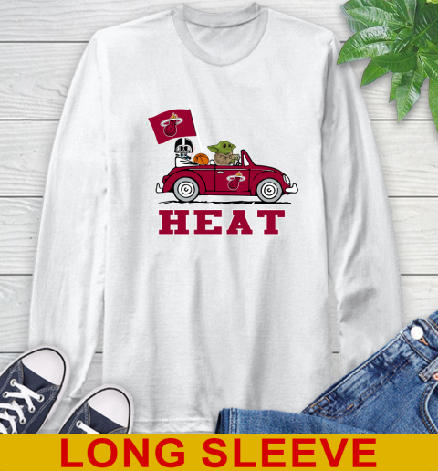 NBA Basketball Miami Heat Darth Vader Baby Yoda Driving Star Wars Shirt Long Sleeve T-Shirt