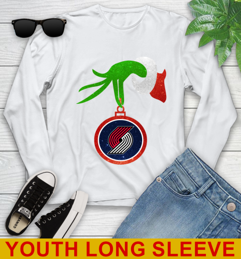Portland Trail Blazers Grinch Merry Christmas NBA Basketball Youth Long Sleeve