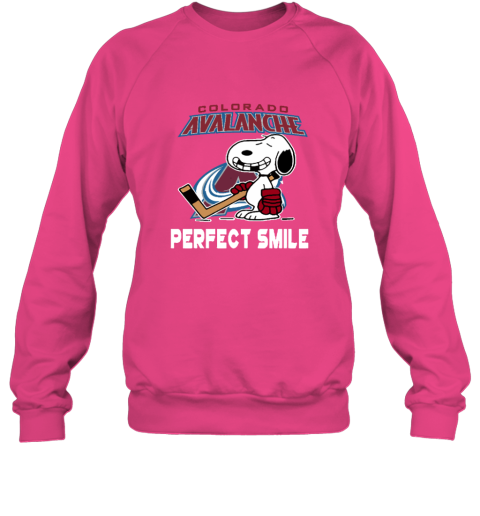 f0yj colorado avalanche snoopy perfect smile the peanuts sweatshirt 35 front heliconia