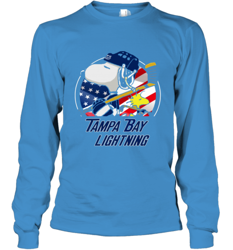 Tampa Bay lightning Snoopy And Woodstock NHL vjgm tampa bay lightningsnoopy and woodstock nhl youth long sleeve 50 front sapphire