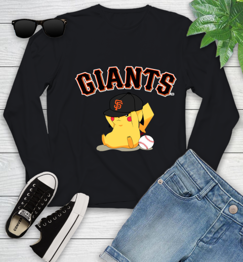 MLB Pikachu Baseball Sports San Francisco Giants Youth Long Sleeve 2