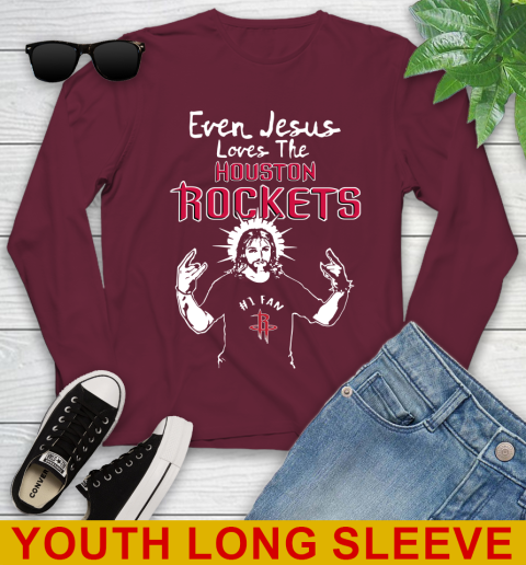 Houston Rockets NBA Basketball Even Jesus Loves The Rockets Shirt Youth Long Sleeve 7 Houston Rockets NBA Basketball Even Jesus Loves The Rockets Shirt Youth Long Sleeve - Image 7