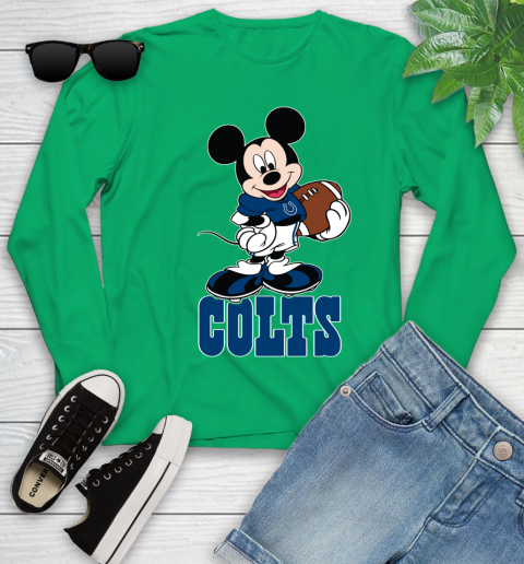 NFL Football Indianapolis Colts Cheerful Mickey Mouse Shirt Youth Long Sleeve 6