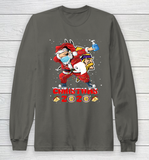 Minnesota Vikings Funny Santa Claus Dabbing Christmas 2020 NFL Long Sleeve T-Shirt 5
