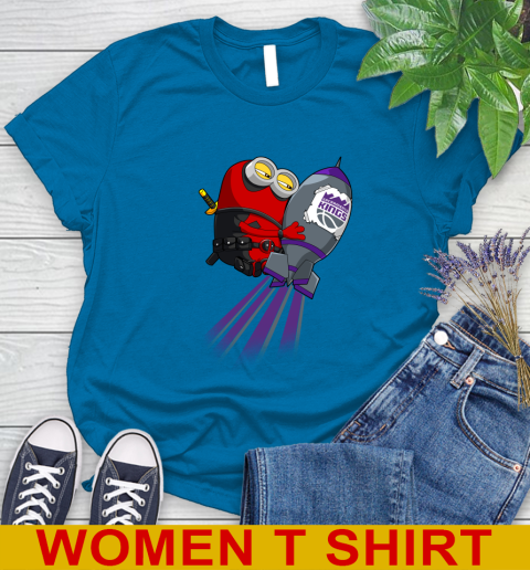 NBA Basketball Sacramento Kings Deadpool Minion Marvel Shirt Women's T-Shirt 8