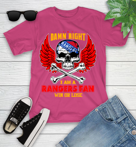 NHL Damn Right I Am A New York Rangers Win Or Lose Skull Hockey Sports Youth T-Shirt 11