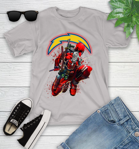 NFL Deadpool Marvel Comics Sports Football Los Angeles Chargers Youth T-Shirt 12
