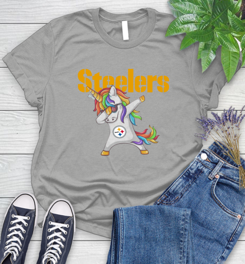Pittsburgh Steelers NFL Football Funny Unicorn Dabbing Sports Women's T-Shirt 10
