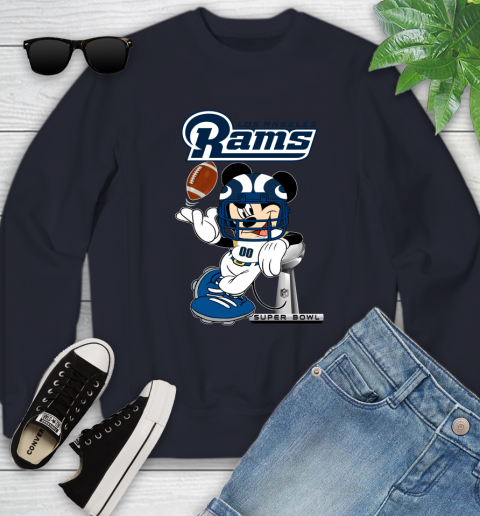 NFL Los Angeles Rams Mickey Mouse Disney Super Bowl Football T Shirt Youth Sweatshirt 3